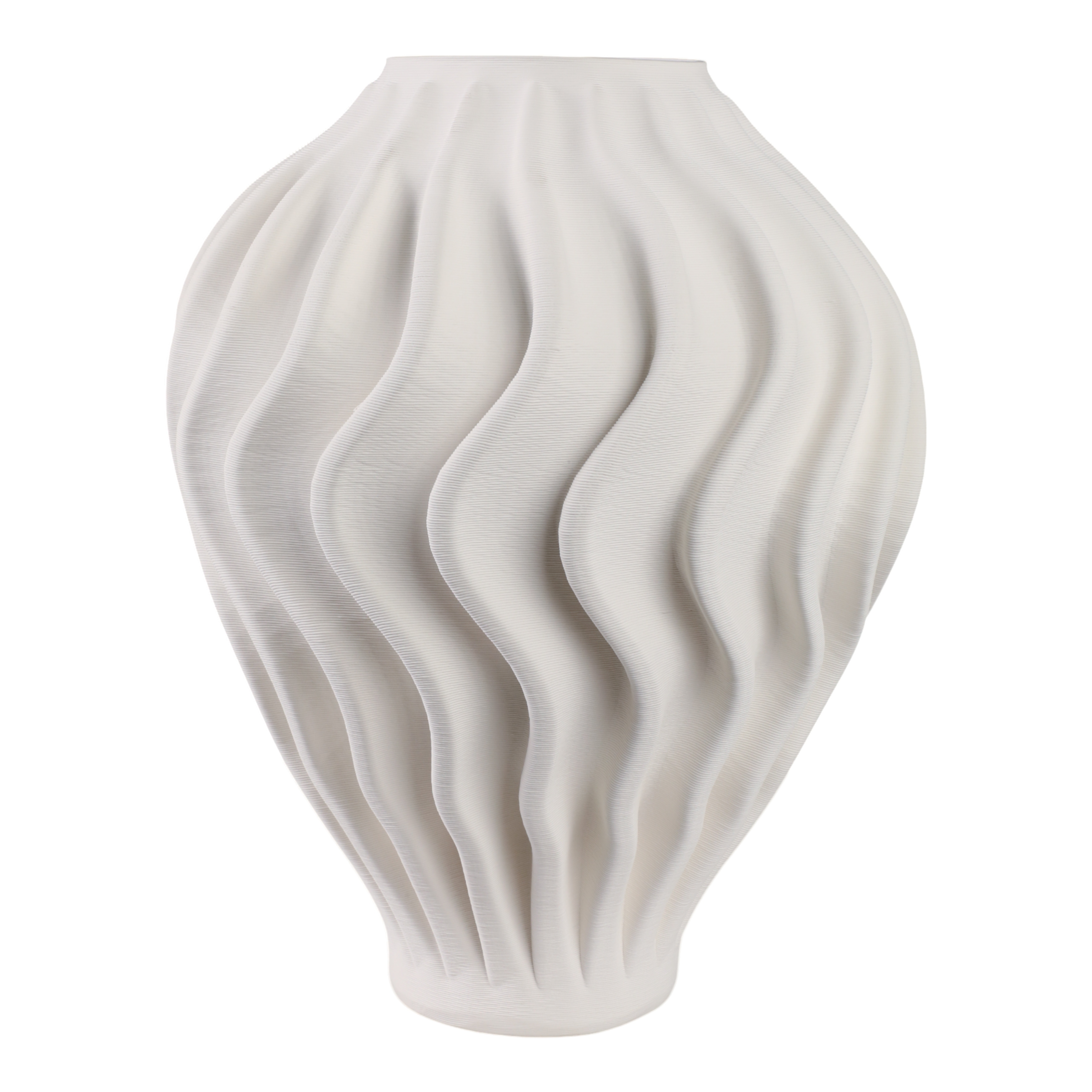 Porcelain Sculptural Vase with Textured Wave Design Modern Form