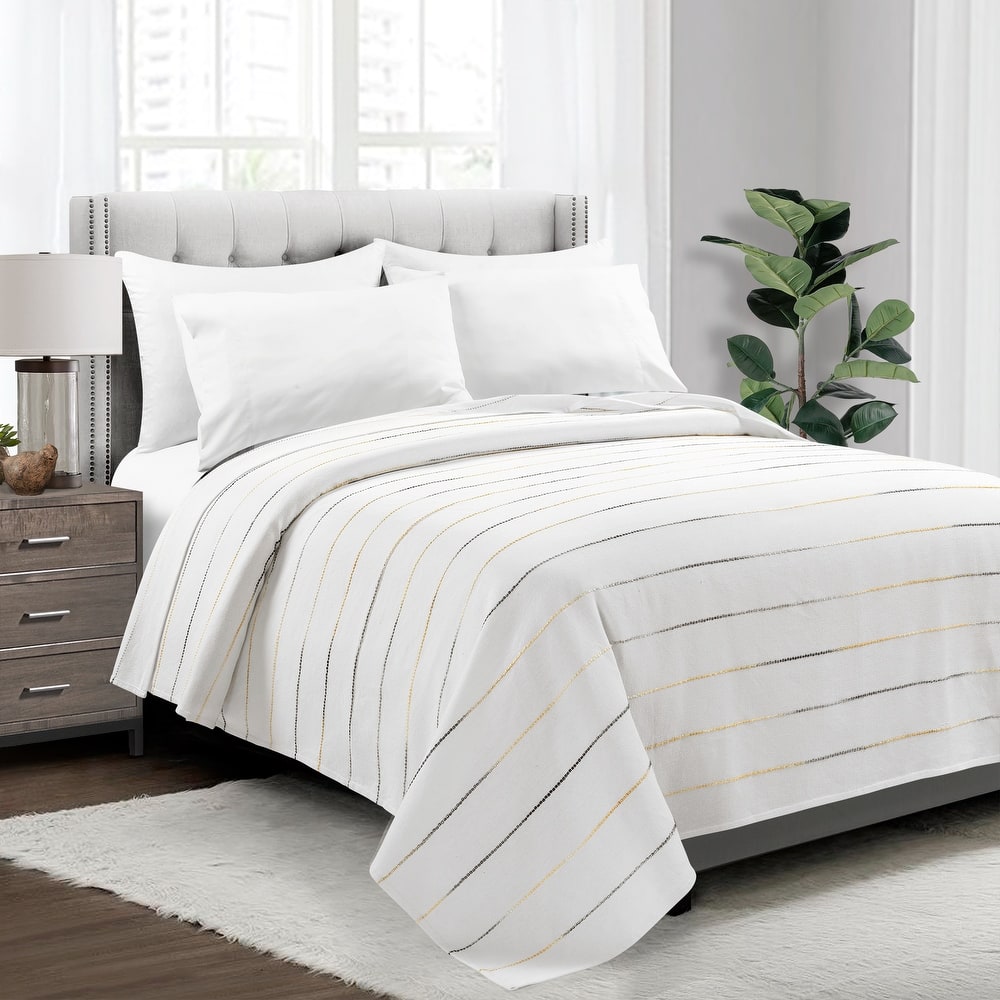 Lush Decor Ombre Stripe Yarn Dyed Cotton Oversized Blanket/Coverlet