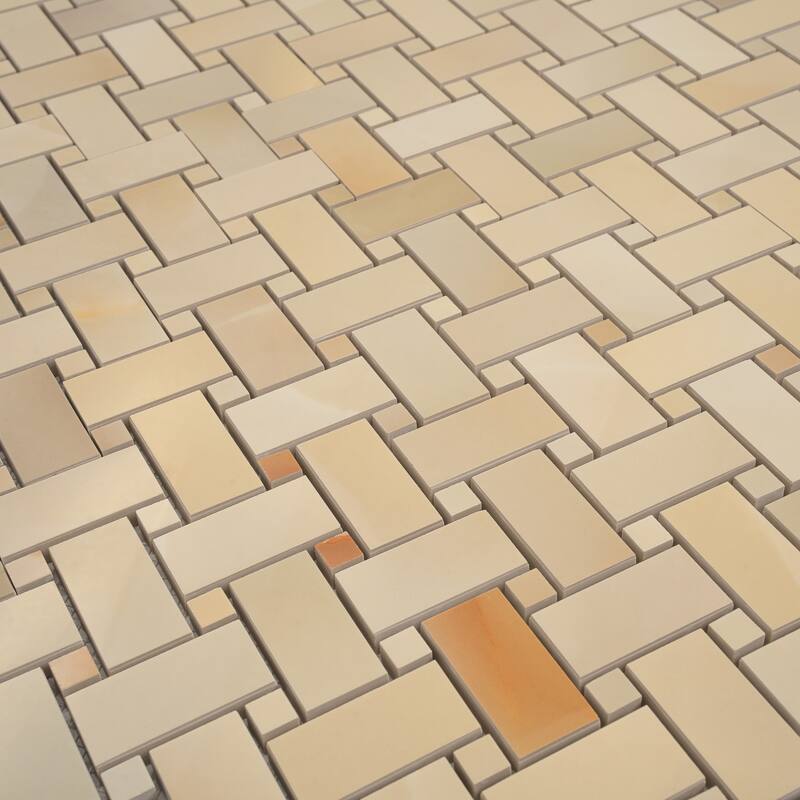 Splendor 12x12 Miele Porcelain Mosaic Onyx Basketweave Wall and Floor Tile (4.84 sq ft/case) - 5 Pack