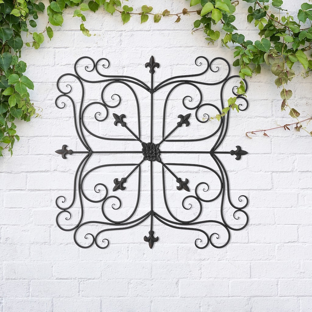 Glitzhome 23.5"L Traditional Iron Scroll Garden/Home Wall Decor
