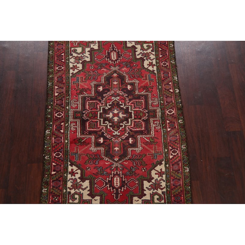 Geometric Traditional Heriz Persian Area Rug Hand-knotted Wool Carpet - 3'7" x 7'1"