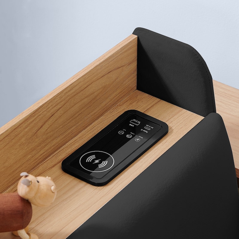 Multi-functional Velvet Daybed with Storage, LED Lights, and Wireless Charging, Twin Size