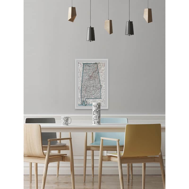 'Green Alabama Map' Framed Painting Print