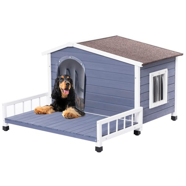Outdoor Wooden Dog House with Hinges Openable Roof and Removable Floor Bed Bath & Beyond