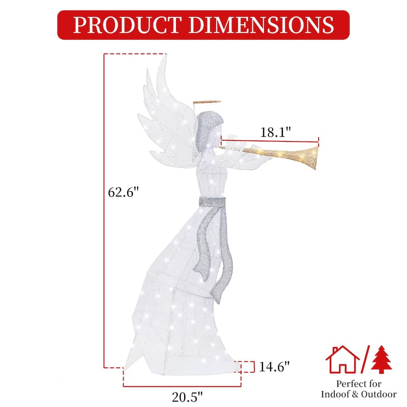 Futzca Lighted Christmas Reindeer & Sleigh, Outdoor Angel Christmas Decoration