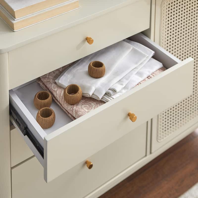 Lifestorey Bayview 4-Drawer Dresser with Cabinet and Rattan