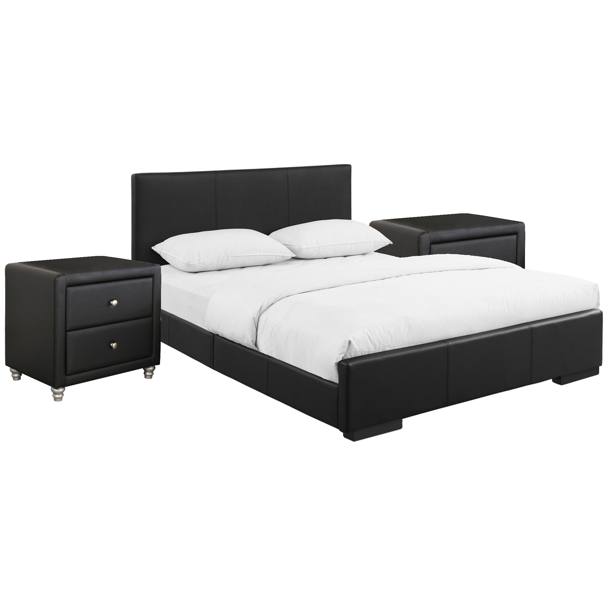Shop Hindes Upholstered Platform Bed In Black With Nightstand Overstock 30885431