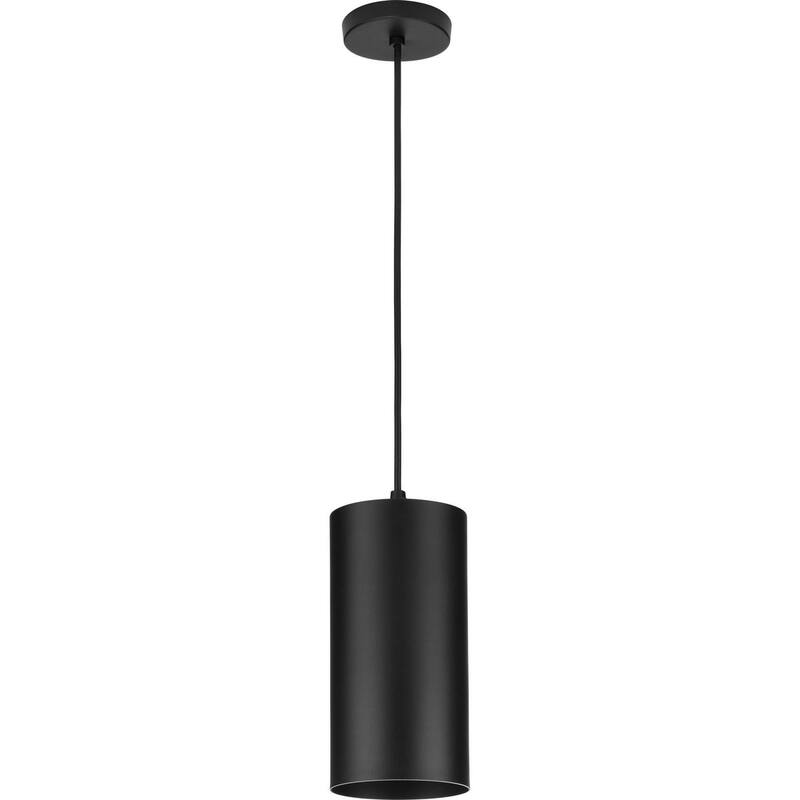 Cylinder Collection 6-Inch 1-Light Black Modern Outdoor Pendant Hanging Light - 6 in x 6 in x 12 in