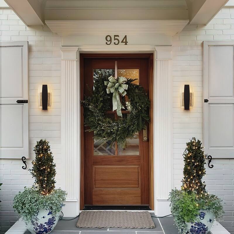 Modern 1-Light Integrated LED 3000K Warm Light Outdoor Wall Sconce with Seeded Glass