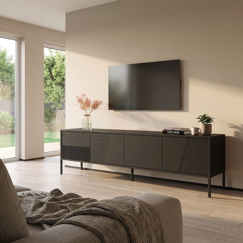 Meble Furniture Debora 01 TV Stand for up to 80" TVs 74.8"W x 21"H x 15.7"D, TV Console for TVs up to 85", Matte