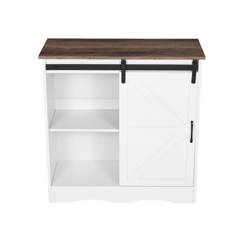 3-Tier Particleboard Coffee Bar Table with 3 Adjustable Shelves and Magnetic Door for Kitchen - 31.5 x 13.8 x 31.5 in