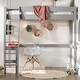 preview thumbnail 26 of 35, Walker Edison Solid Wood Twin Loft Bed with Desk Grey