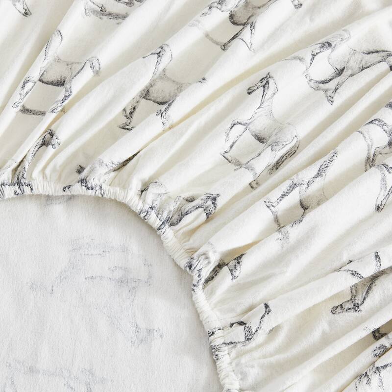 Cotton Flannel Collection Gray Horse Sheet Set