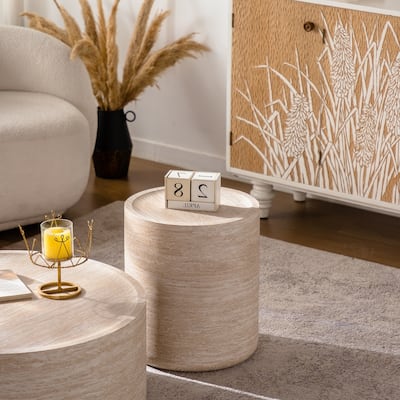 Round End Table with Mars Pattern for Living Room