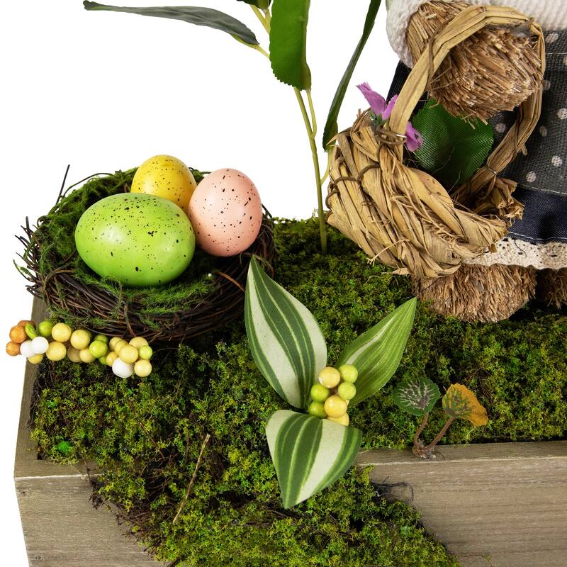 Boxed Garden Arrangement With Bunny Tabletop Easter Decoration 17.25"