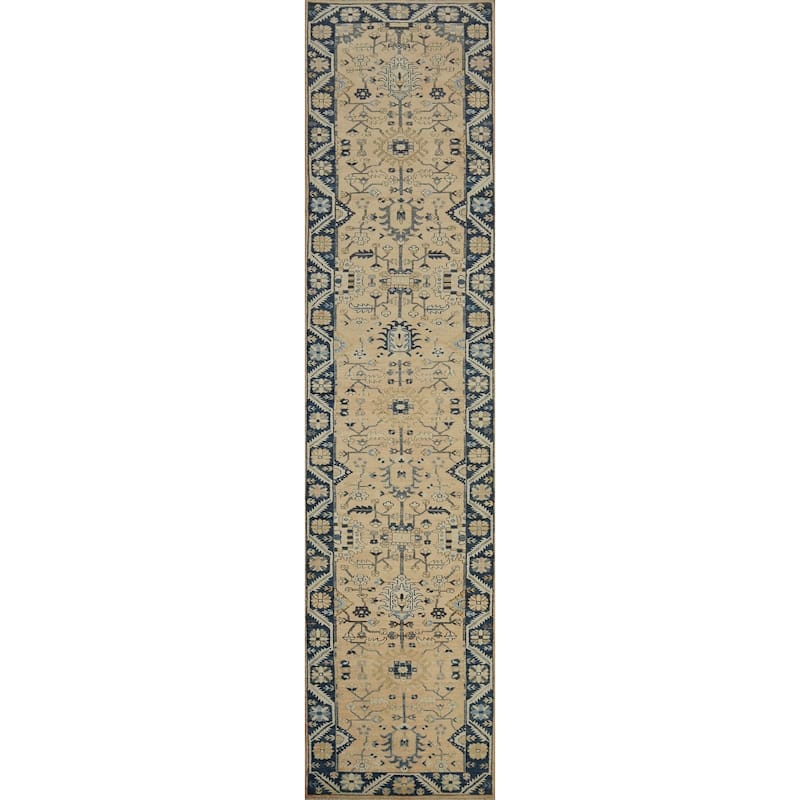 Hand Knotted Oriental 100% Wool Carpet Traditional All-Over Peach Ziegler Runner Rug - 15' 11'' X 2' 10''