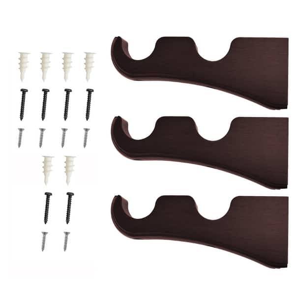 Soportes Para Barra De Cortina De Madera - 2 Piezas, Para Barras De 5 Cm, Negro O Color Madera