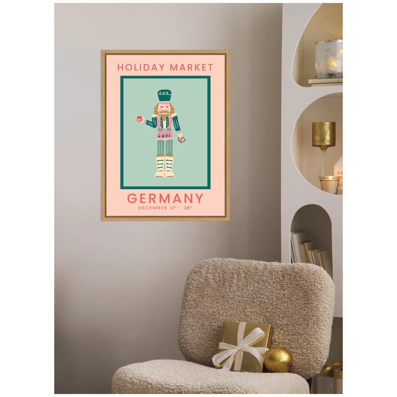Kate and Laurel Sylvie Framed Canvas German Christmas Market by Leonora Jennifer Benza