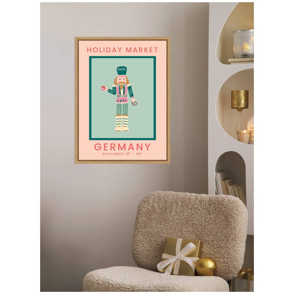 Kate and Laurel Sylvie Framed Canvas German Christmas Market by Leonora Jennifer Benza
