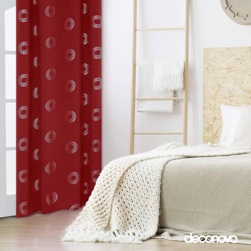 Concentric Circles Pattern Room Darkening Curtain 2 Panels
