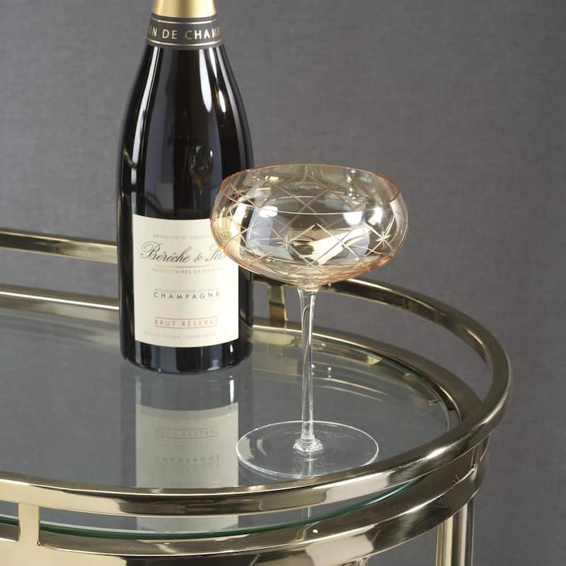 Audrey 4-Piece Set Hand Etched Coupe Glasses