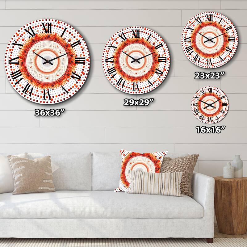 Designart "Boho Mandala In Retro Blue And Orange IV" Boho Mandala Oversized Wall Clock
