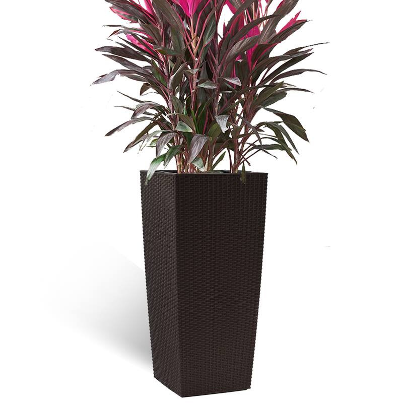 30" Large Flower Pots Planter with Self-Watering Drainage Holes&Inner Trays Plant Pot with Drain Holes, Water Level Monitor - Brown