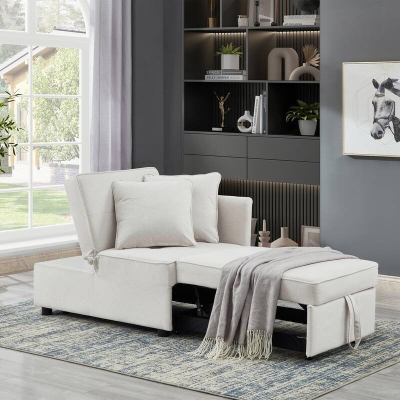 4 in 1 Convertible Recliner Couch Sleeper Sofa - Beige