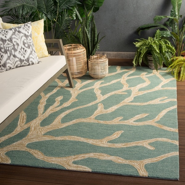 Shop Porch Den Dresden Indoor Outdoor Abstract Teal Tan Area