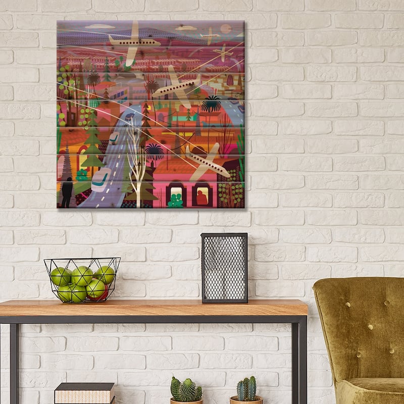 Popocatepetl From Sunset Boulevard Print On Wood by Charles Harker - Multi-Color