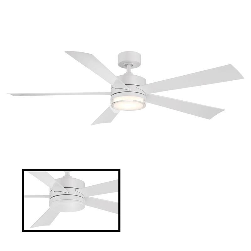Wynd Indoor and Outdoor 5-Blade Smart Ceiling Fan 60in with 3000K LED Light Kit and Remote Control - Matte White