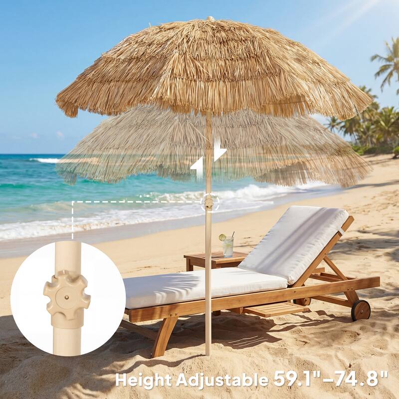 Outsunny 6FT Tiki Umbrella, Outdoor Hawaiian Style Patio Umbrella with 8 Ribs, Carry Bag, Outdoor Tiki Bar