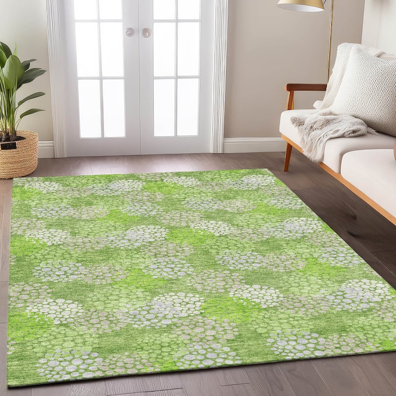 Machine Washable Indoor/ Outdoor Chantille Modern Bubbles Rug