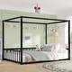 preview thumbnail 10 of 19, Queen Size Modern Floor Bed Frame with Canopy Structure and Full Guardrails, Low-Profile Metal Platform Bed