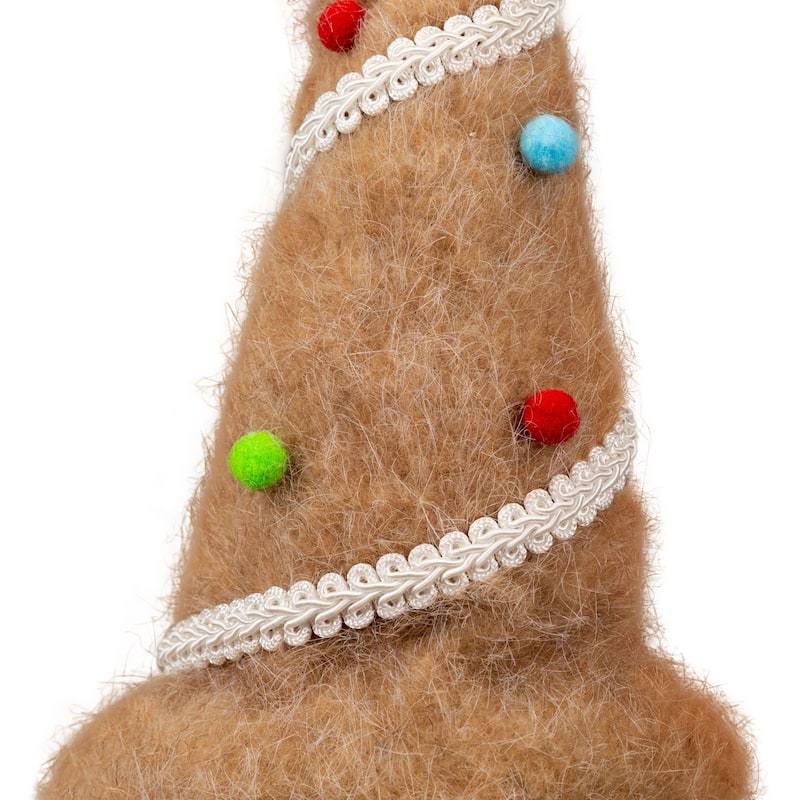 Gingerbread and Candy Gnome Christmas Decoration - 17" - Beige and White