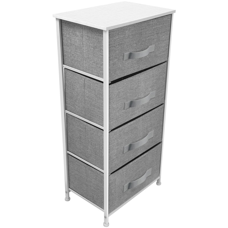 4 Drawer Bedside Nightstand Chest Tower Bedroom Dresser Assorted Colors - White