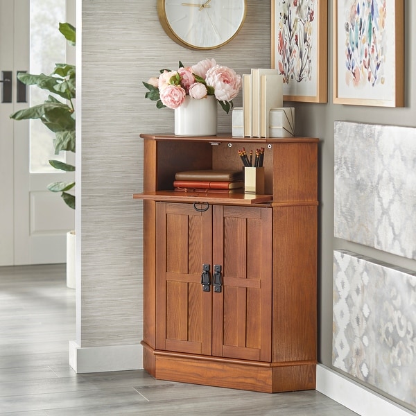 Simple Living Mission Wood Corner Cabinet 34