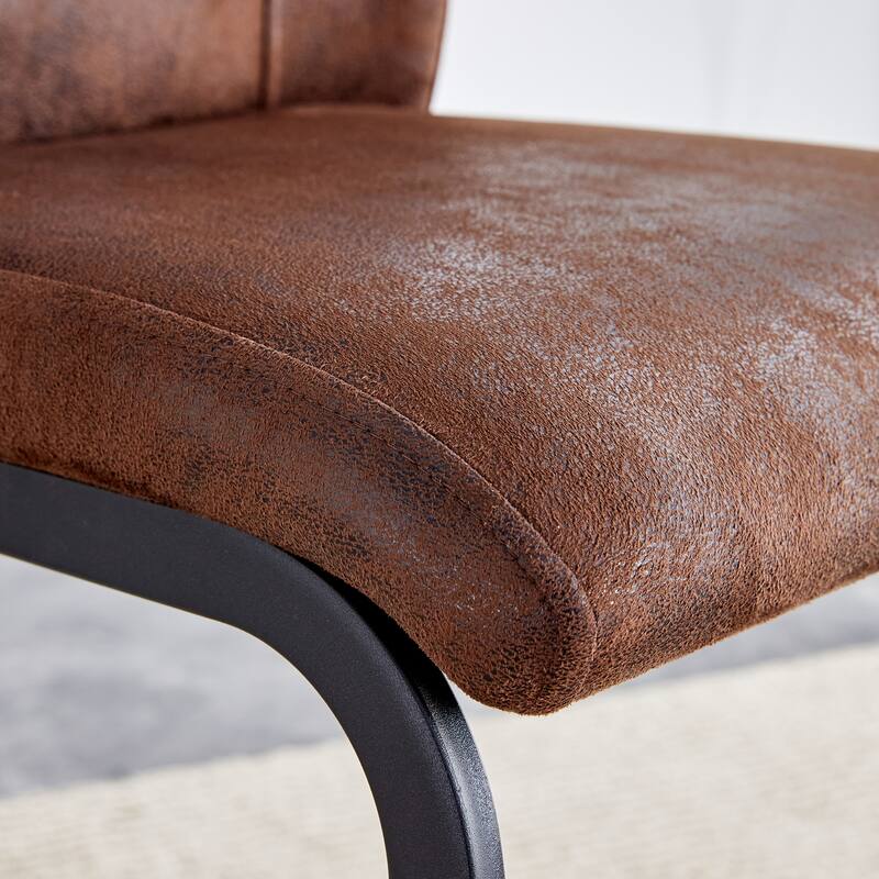 Dining Chairs with Suede Cushions And Black Metal Legs (Set Of 2)