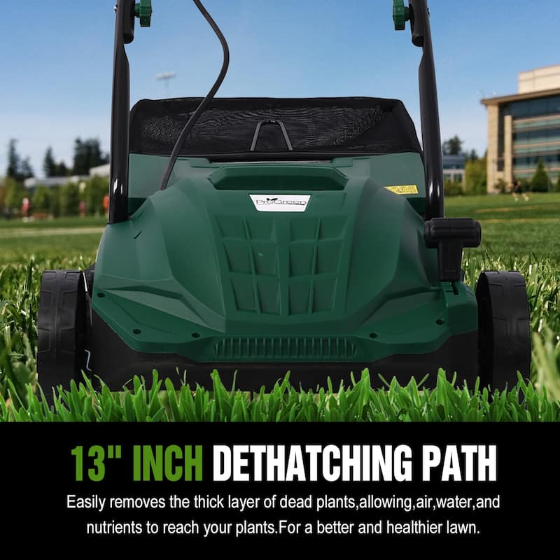 Garden Scarifier, 2-in-1 Dethatcher Scarifier, 12 Amp Electric Lawn Dethatcher,Removable Collection Bag extra large 31.7QT