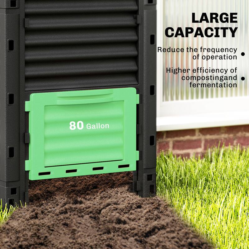 Outsunny Garden Compost Bin 80 Gallon Outdoor Large Capacity Composter Fast Create Fertile Soil Aerating Box