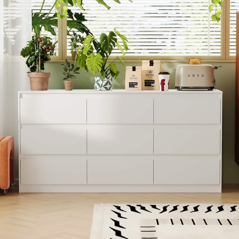 9-Drawer Storage Dresser for Bedroom and Living Room - Two Color Options - White