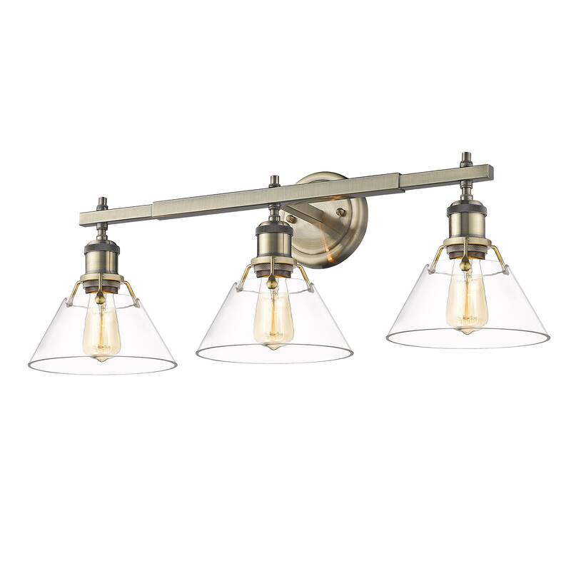 Orwell 3-Light Vanity Light in Aged Brass with Clear Glass - Gold