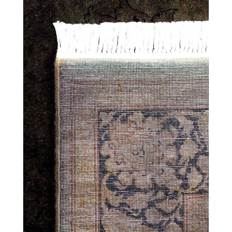Overton Hand Knotted Wool Vintage Inspired Modern Contemporary Overdyed Black Runner Rug - 3' 2" x 13' 6"