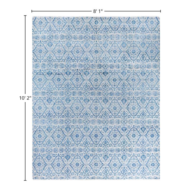 Ikat One-of-a-Kind Hand-Knotted Area Rug, Gray - 8' 1" x 10' 2"