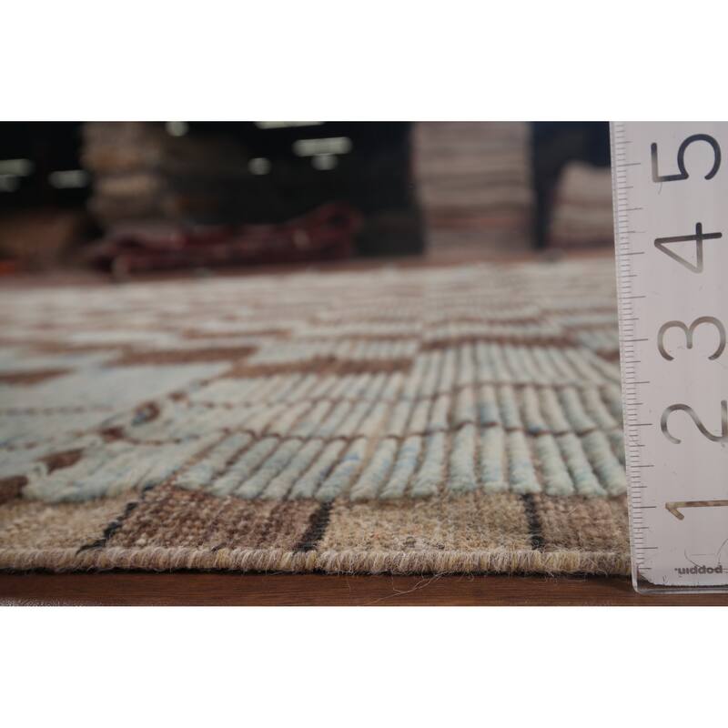 Checkered Moroccan Modern Area Rug Hand-Knotted Wool Carpet - 7'0"x 10'8"