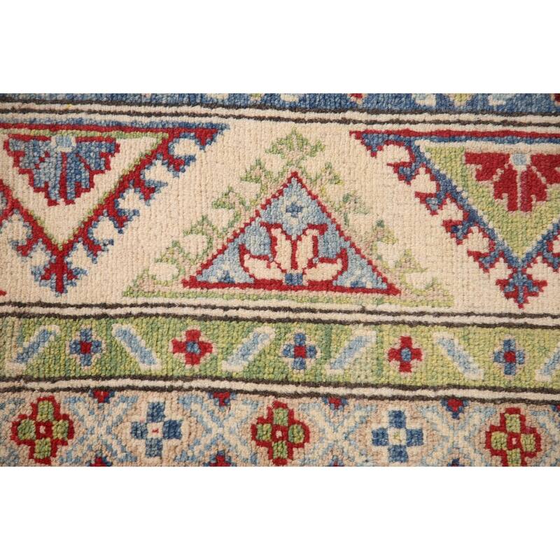 Geometric Red Kazak Oriental Area Rug Handmade Wool Carpet - 5'8" x 7'10"