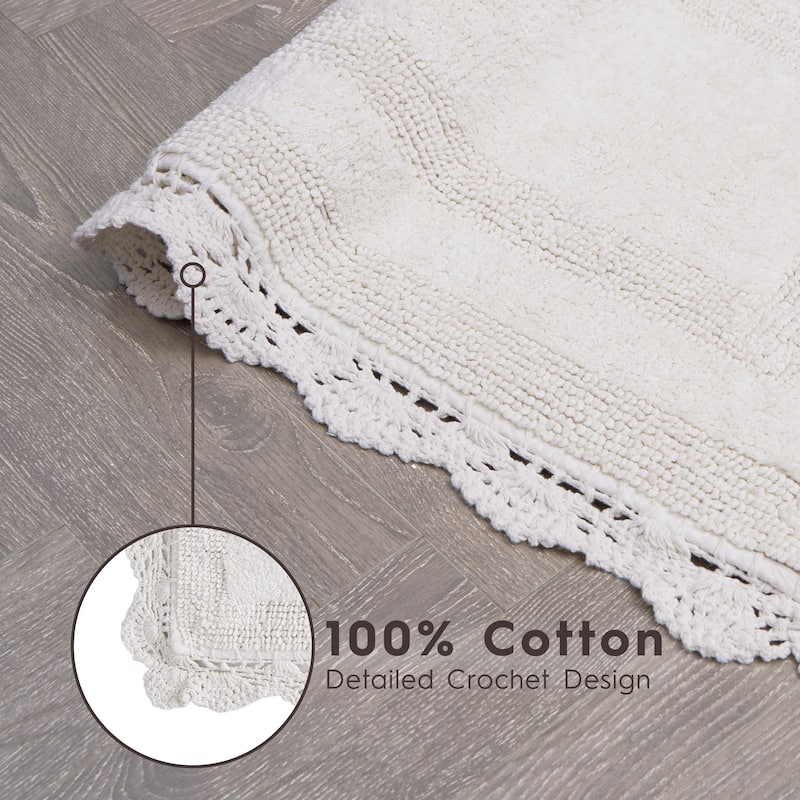 Laura Ashley Reversible Cotton Crochet Bath Rug