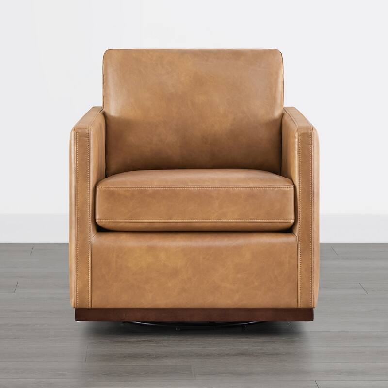 Spruce & Spring Modern Swivel Accent Chair with Wooden Base