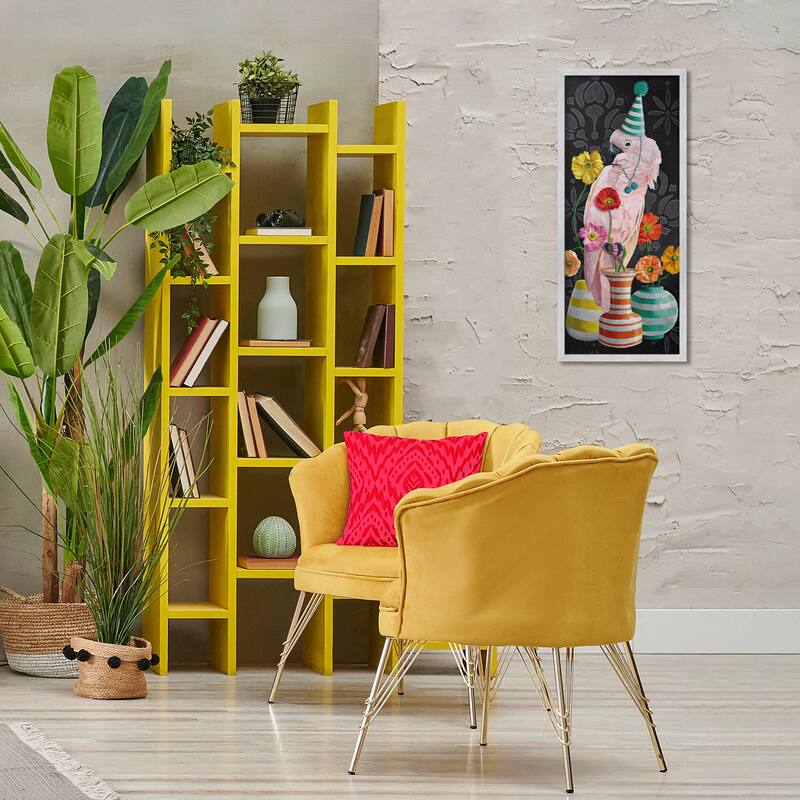 Stupell Cockatoo & Striped Vases Framed Giclee Art Design By Heather Gauthier