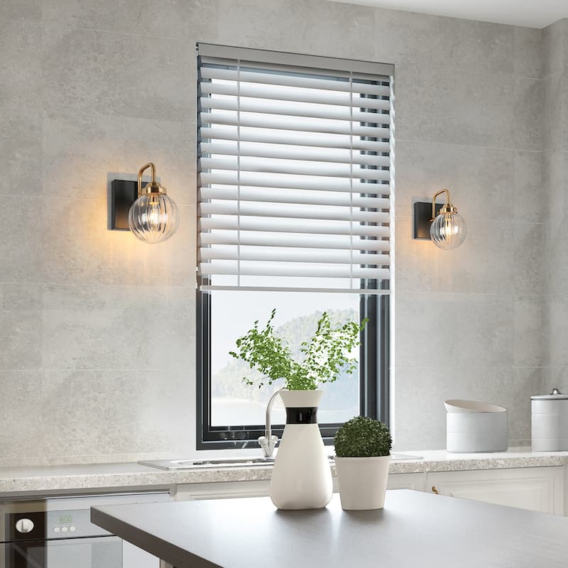 Modern 2-Light Black Gold Bathroom Vanity Light Ribbed Glass Wall Sconce